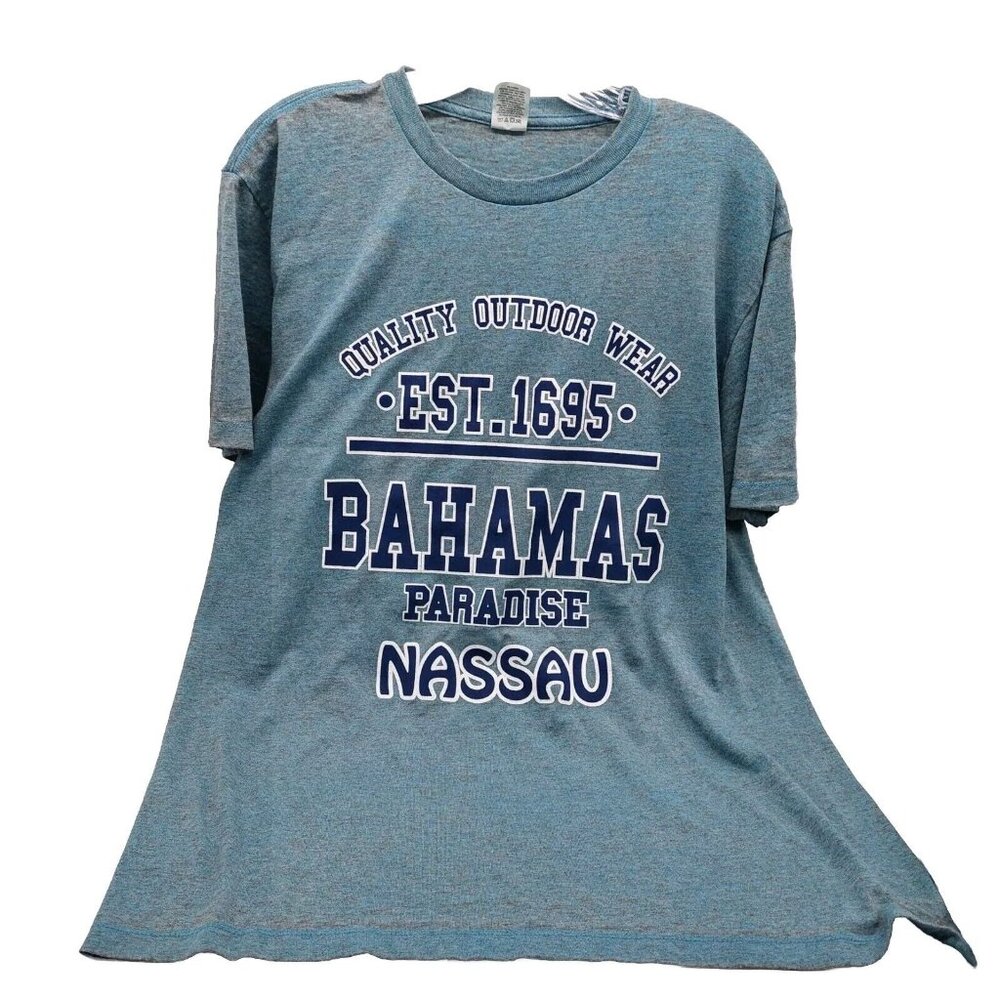 Pacific Bahama Nassau Blue Brown T Shirt Size Large Vintage